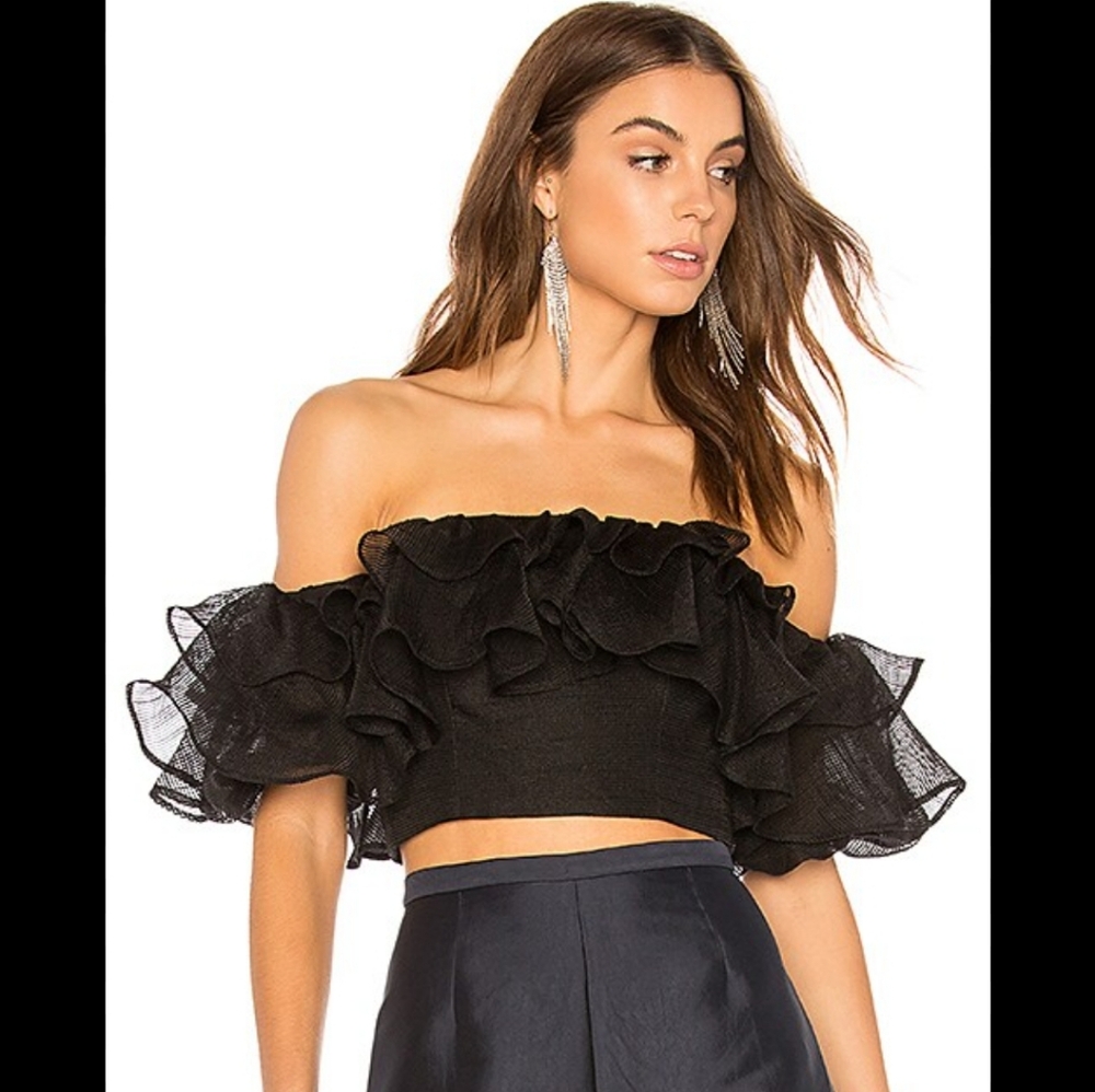 Keepsake Ruffle Crop Off-Shoulder Crop Top Size XS